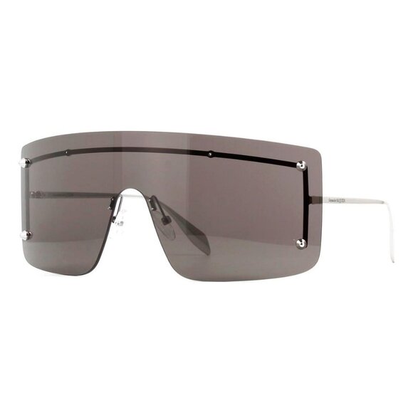 New Authentic  ALEXANDER MCQUEEN Silver Rimless Shield AM0412S 001 Sunglasses Wo - Picture 1 of 5